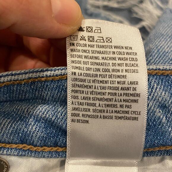 American Eagle Mom Jeans Womens Size 2 Blue Stretch Thrashed Destroyed Hipster - Picture 7 of 11